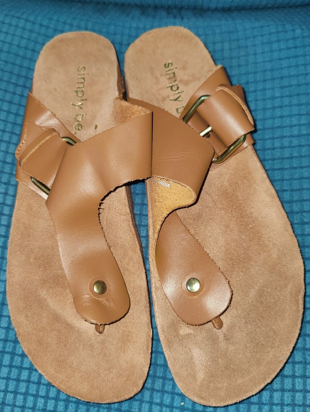 Tan Leather Toe-Post Sandals by Simply Be size US 8 / UK 6 / EU 39